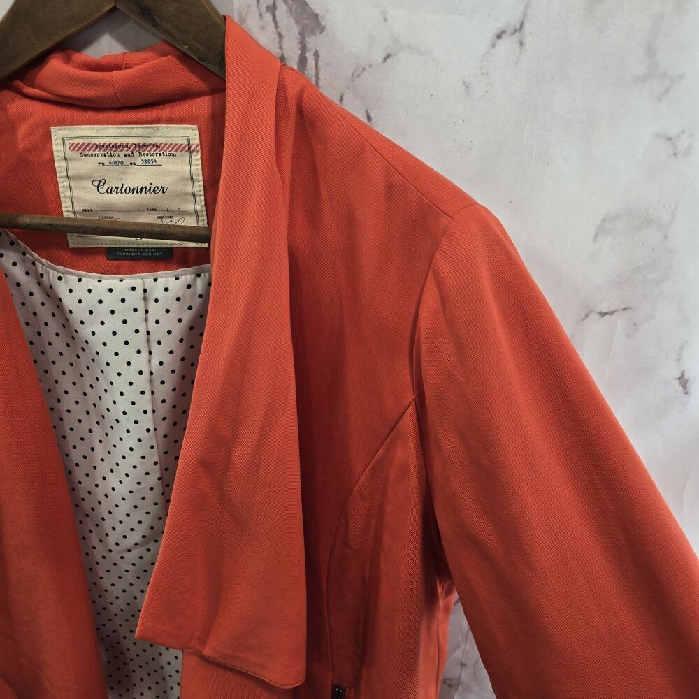 Anthropologie Blazer Womens Medium Orange Open Jacket Cartonnier Breathable - Picture 10 of 11